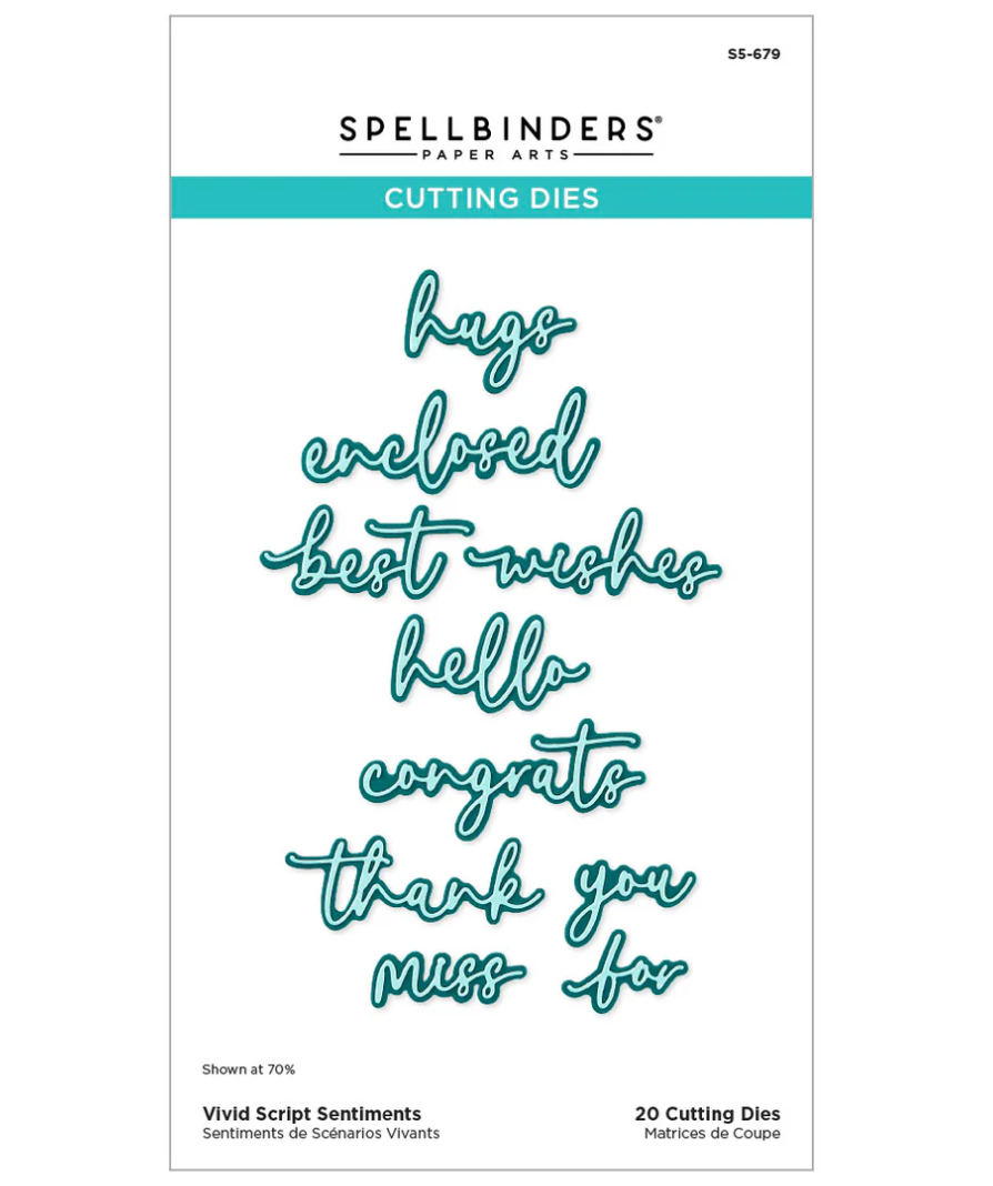 Spellbinders Vivid Script Sentiments Etched Dies