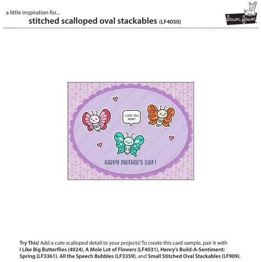 Lawn Fawn Stitched Scalloped Oval Stackables