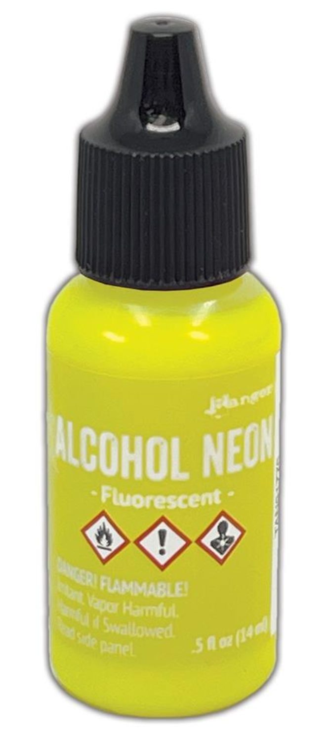 Bottle of alcohol neon with a black cap on a white background