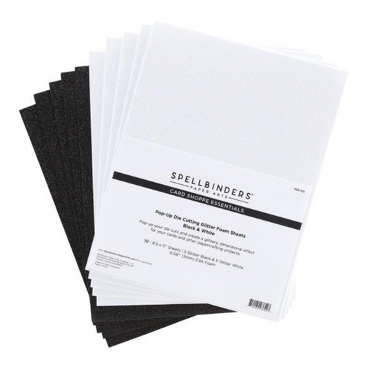 Spellbinders Pop-Up Die Cutting Glitter Foam Sheets - Black & White