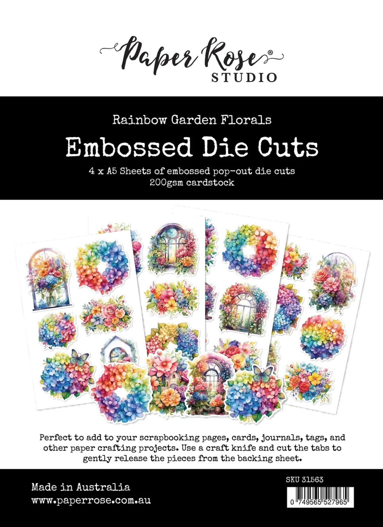 Paper Rose Studio Rainbow Garden Florals Embossed Die Cuts