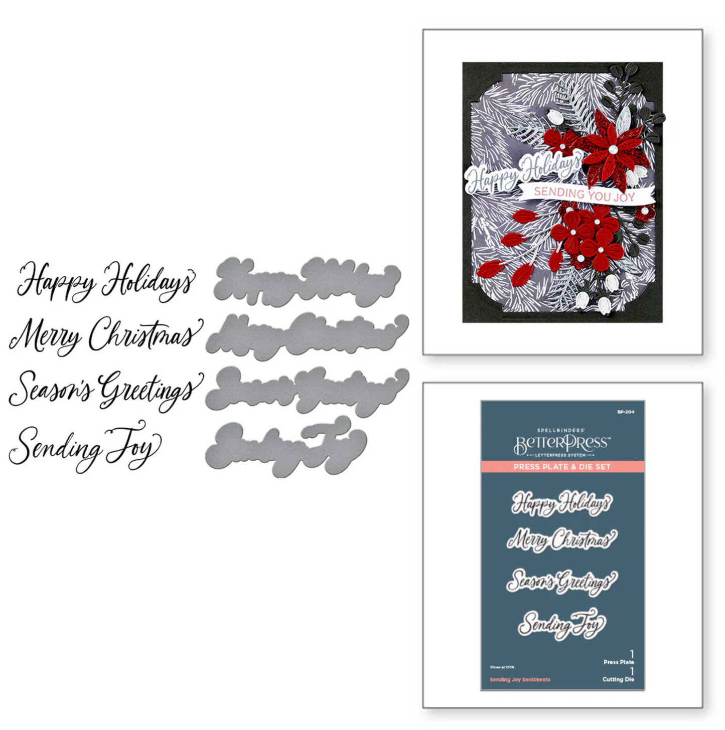 Spellbinders Sending Joy Sentiments Press Plate & Die