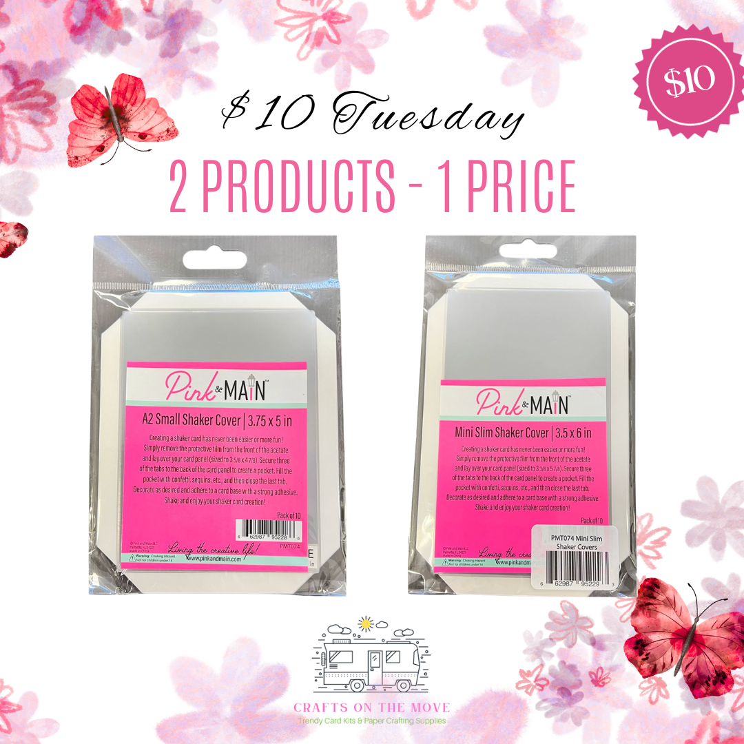 Two packages of 'Pink Main' product with a decorative background featuring butterflies and flowers.