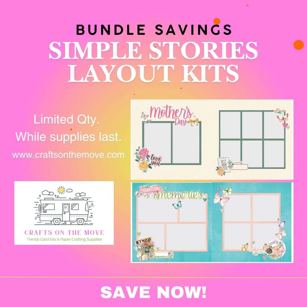 graphic of simple stories mother's day and beautiful days scrapbook layouts with ecru, blues, and pinks.