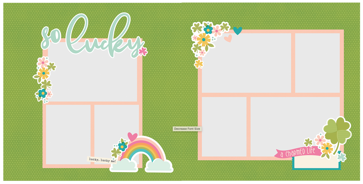 Two decorative paper templates with floral designs and text on a green background