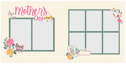 Simple stories mother's day scrapbook layoutiwth two pages on alabaster background