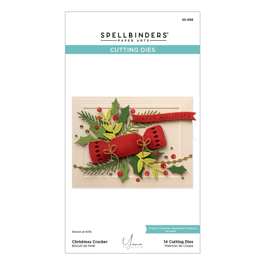 Spellbinders Christmas Cracker cutting die set packaging on a white background