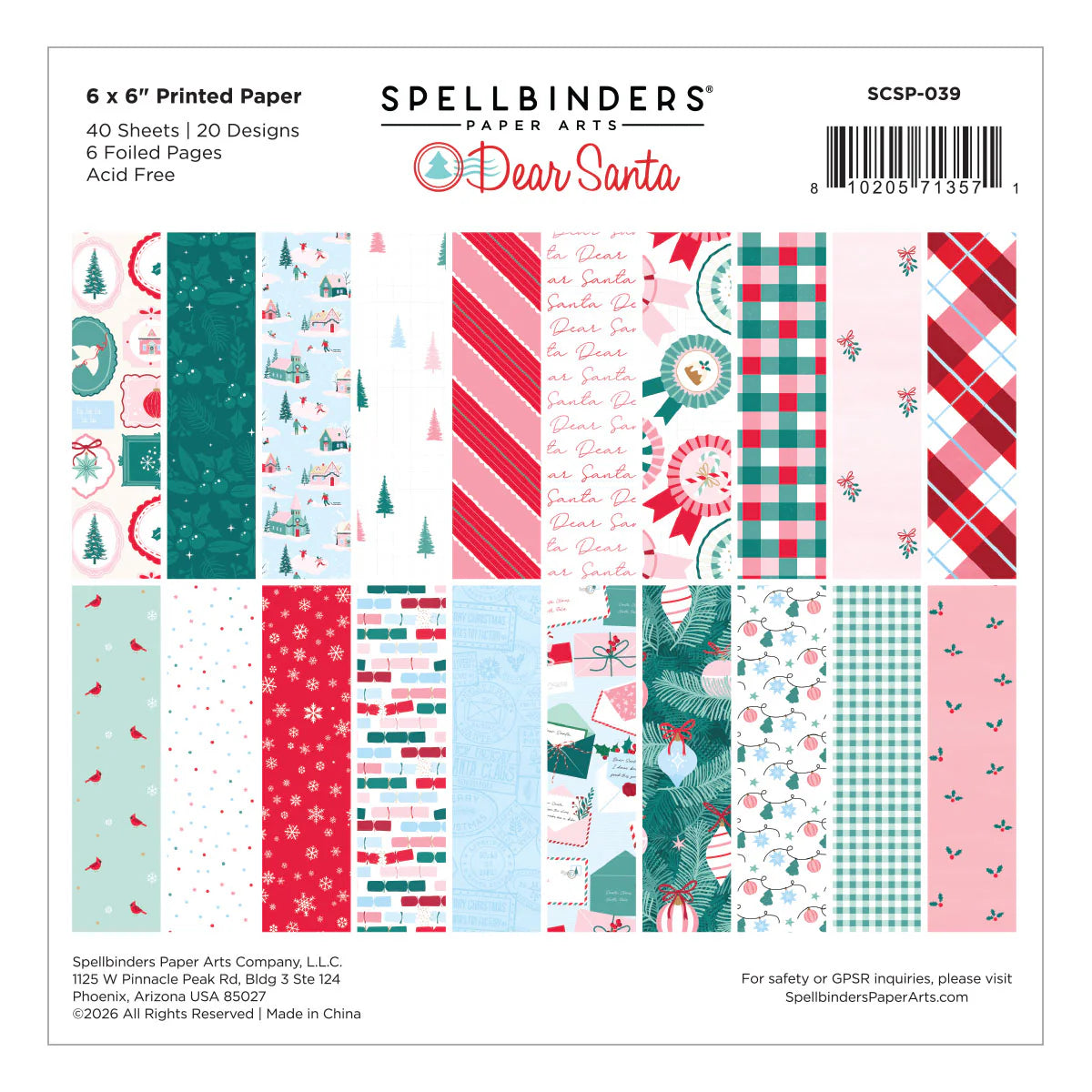 spellbinders 6x6 dear santa paper pad cover with strips of patterned paper