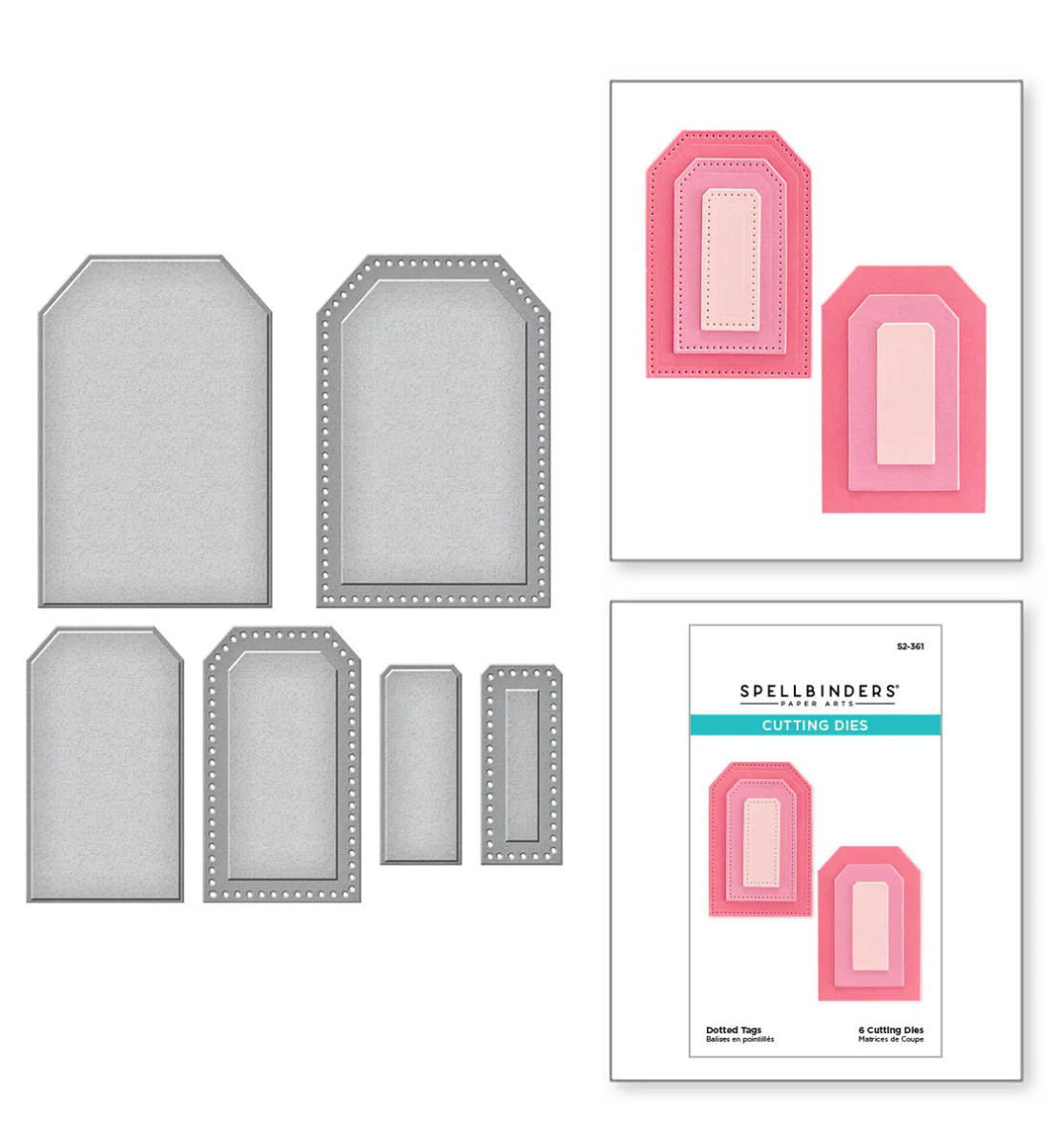 Set of die-cutting templates for crafting with Spellbinders brand on a white background.
