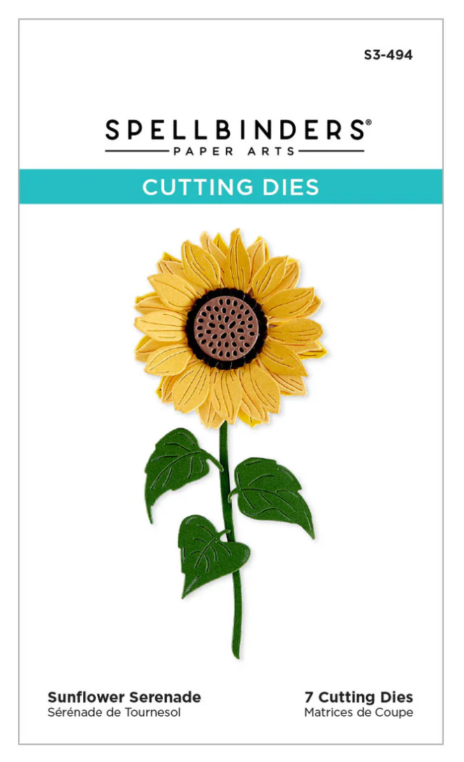 Spellbinders Sunflower Serenade cutting die set packaging on a white background