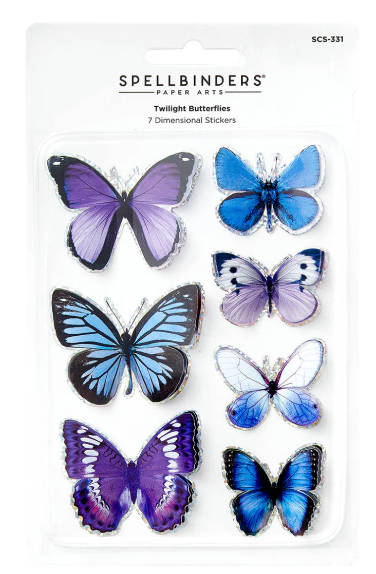 Set of butterfly stickers by Spellbinders on a white background