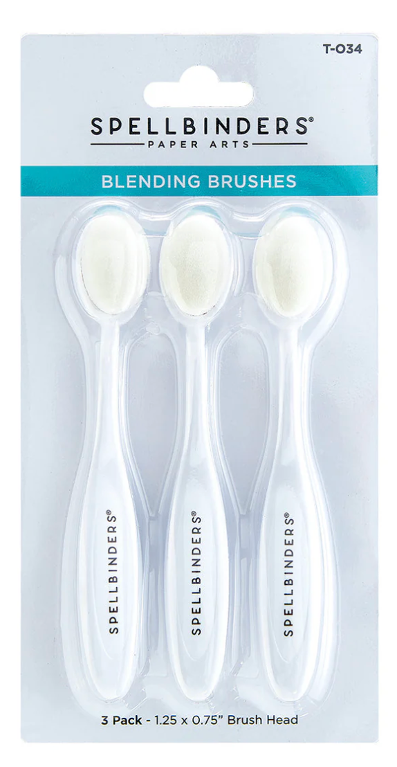 Three blending brushes in packaging with Spellbinders branding.