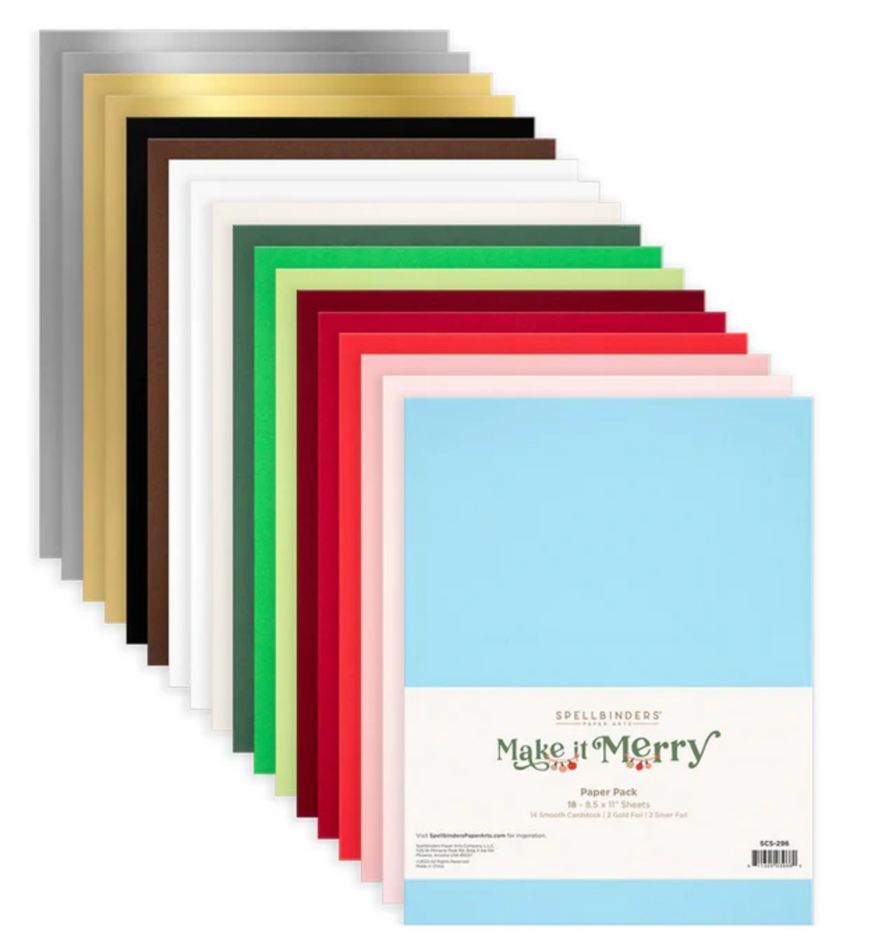 Set of colorful paper pads with a Spellbinders branding label on a white background