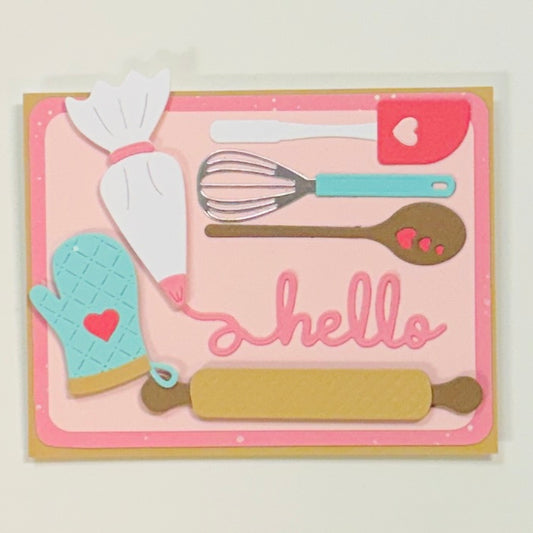 Spellbinders ColorWheel Cardstock Baker A2 Palette sample card with Make it and Bake it Dies