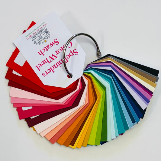 Cardstock color swatch tag book on a metal ring from Crafts on the Move