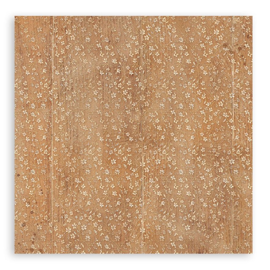Brown paper with small white floral pattern on a white background