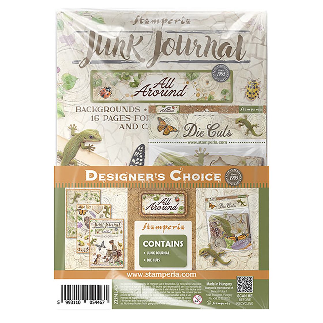 Stamperia Junk Journal All Around kit packaging with nature-themed designs.