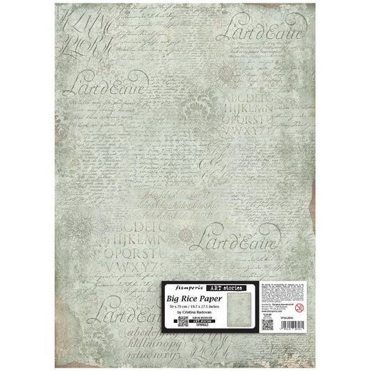 bluish brown script rice paper sheet