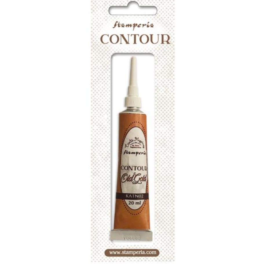 Stamperia Contour Old Gold paint tube packaging on a white background