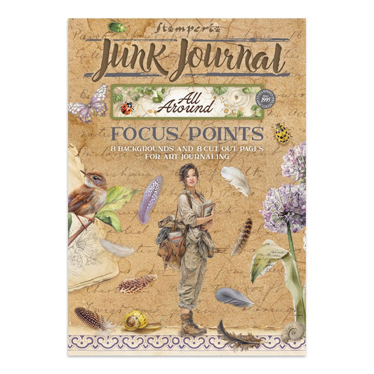 Junk Journal with nature-themed design on a beige background