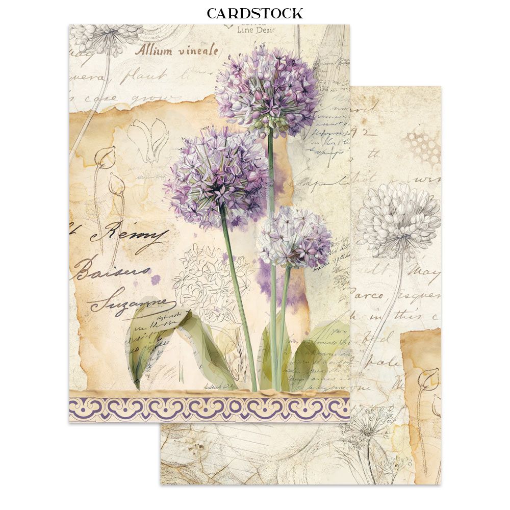 Cardstock with floral design and text on a white background