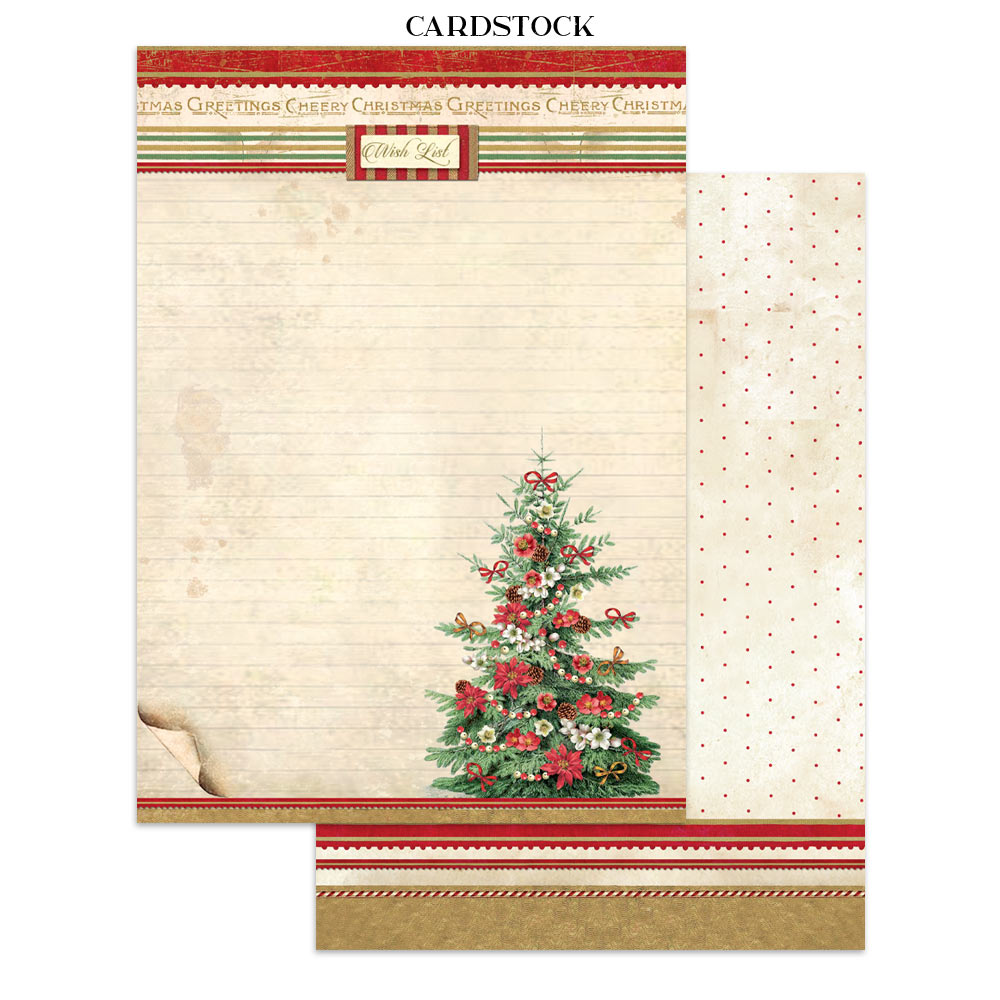 Two sheets of cardstock with a Christmas tree design on a white background