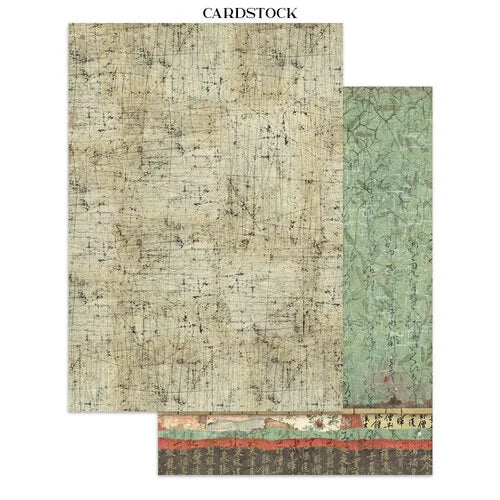 Two pieces of cardstock with vintage-style designs on a white background.