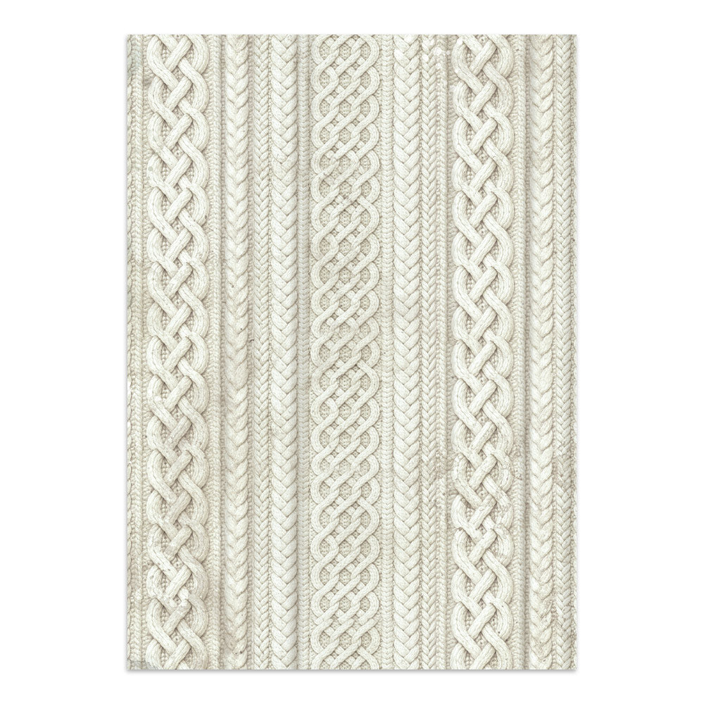 Textured patterned rug paper with braided design on a white background