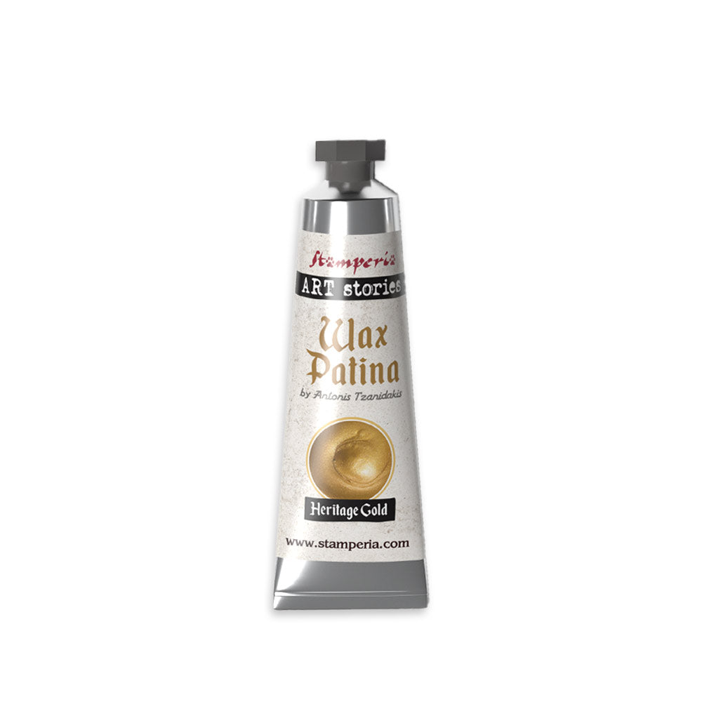 Tube of Stamperia Wax Patina on a white background