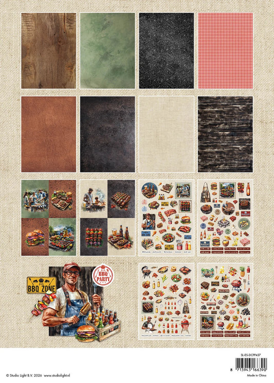 Collection of various textures and food-themed stickers on a textured background