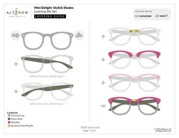 Layering guide for eyeglass frames with Alteneue branding