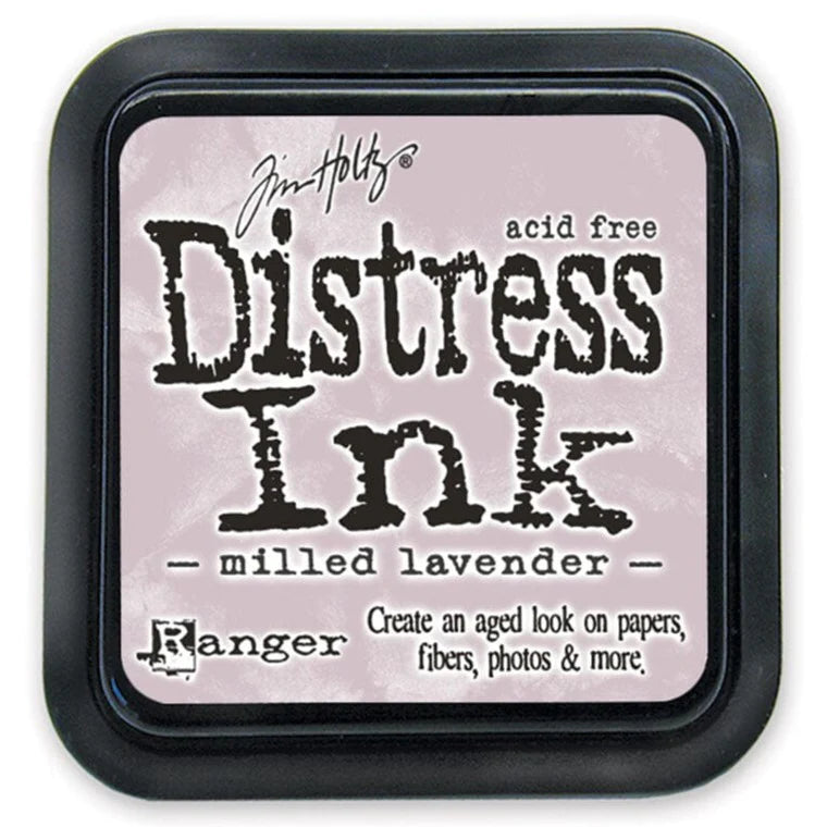 Distress Ink pad by Ranger with 'milled lavender' color on a white background