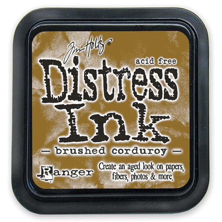 Distress Ink pad by Ranger with 'brushed corduroy' color on a white background