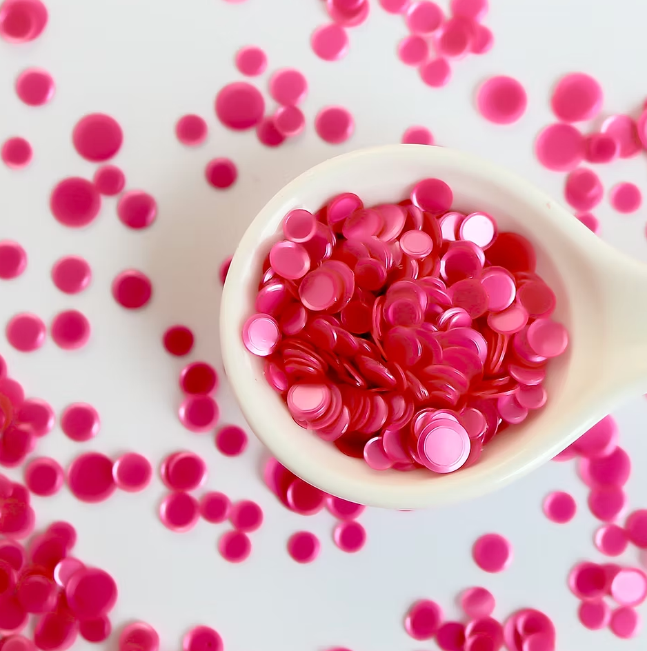 pink flat sequins for shaker cards