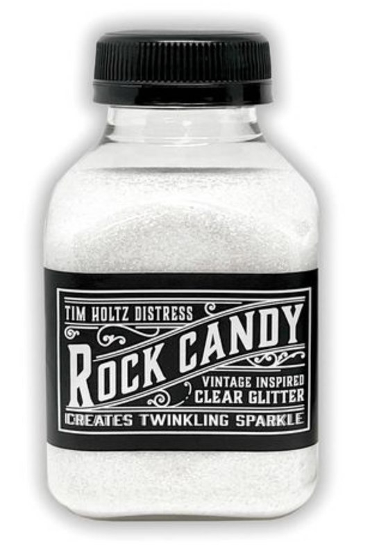 Bottle of Tim Holtz Distress Rock Candy clear glitter on a white background
