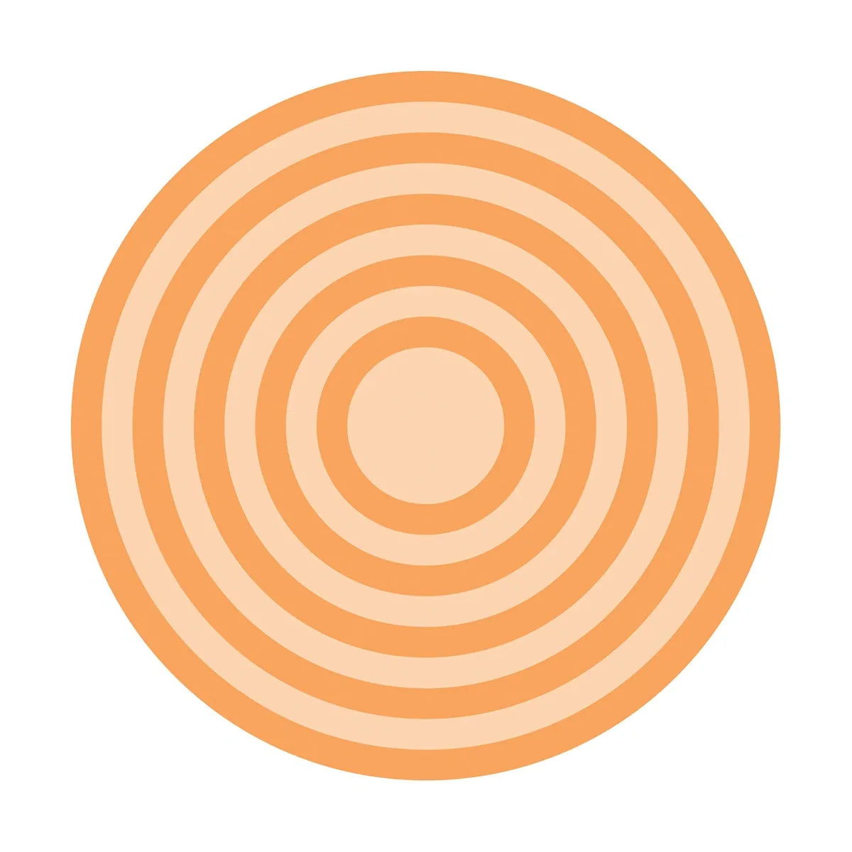 Circular design with concentric orange rings on a white background