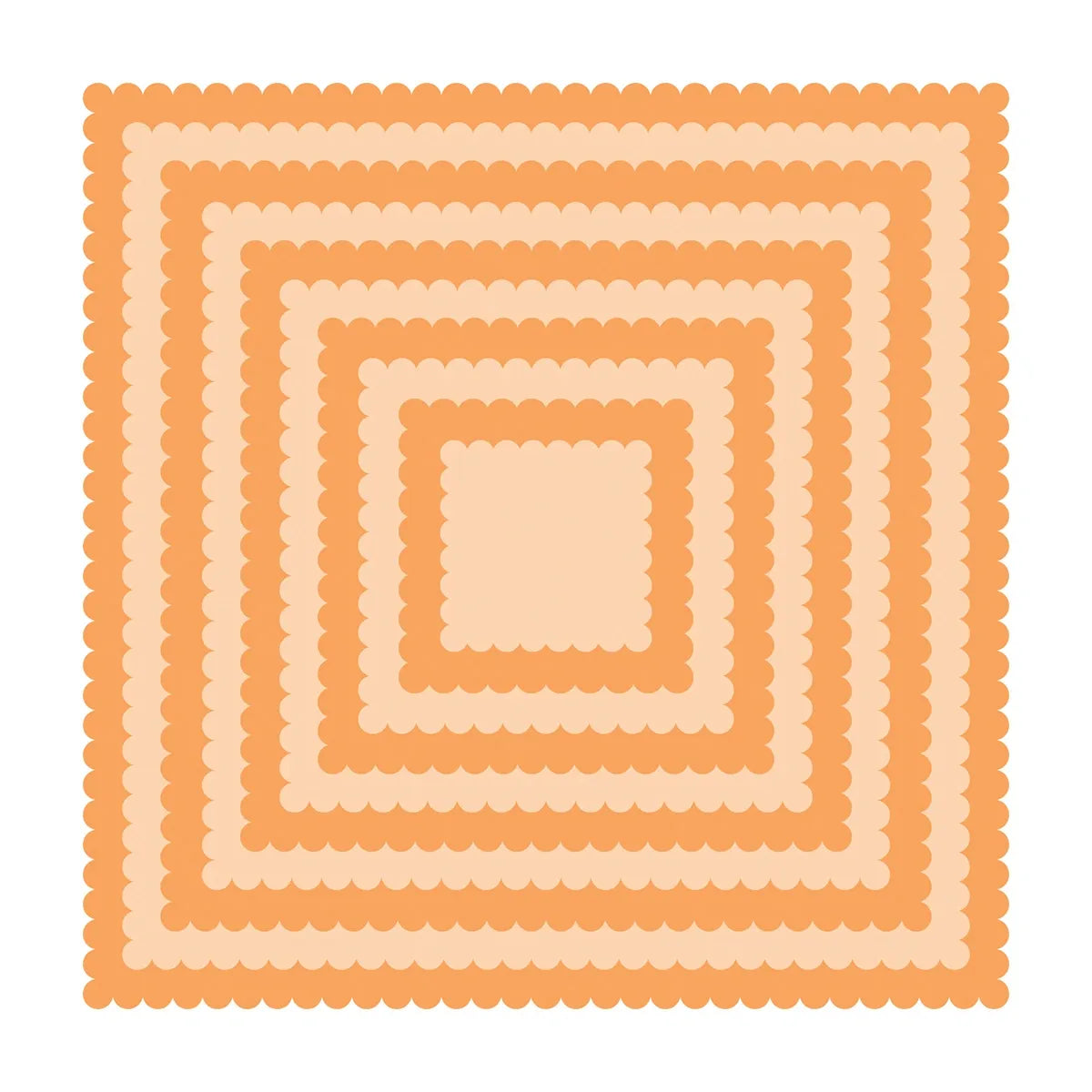 Set of square nesting dies with scalloped edges on a white background