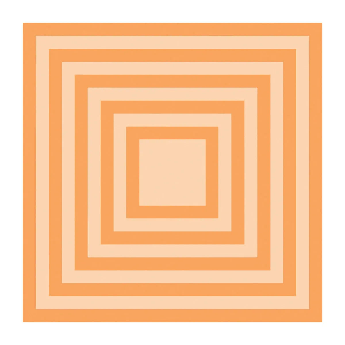 Geometric pattern of nested squares in orange and peach tones on a white background