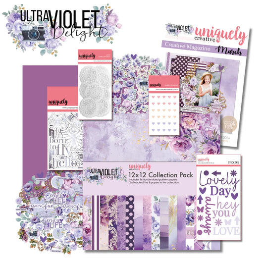 Ultra purple floral scrapbooking kit