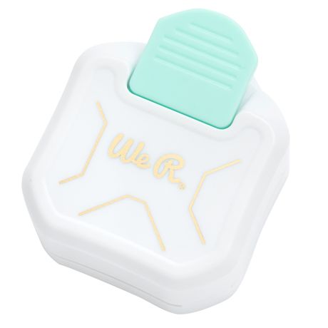 White square container with a green lid on a white background