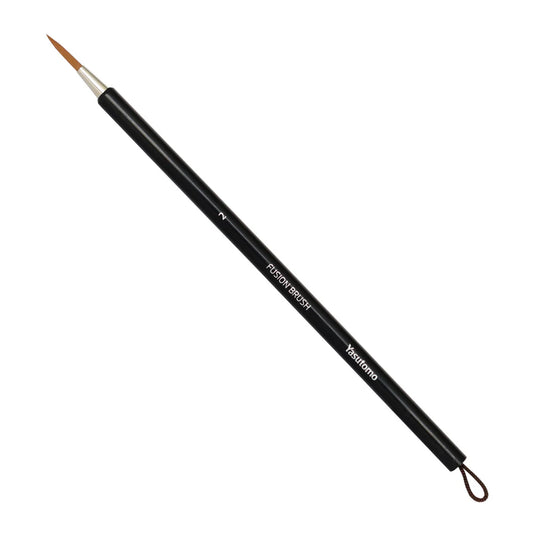 #2 Yasutomo Paintbrush with black handle and silver ferrule on a white background