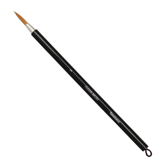 #3 Yasutomo paintbrush with black handle and silver ferrule on a white background