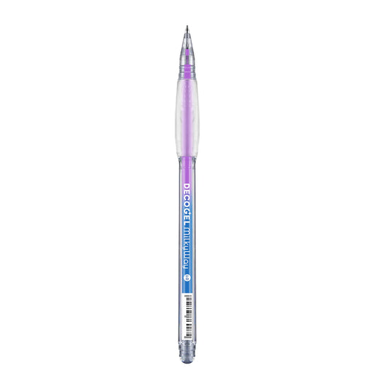 Violet gel Pen with purple and blue accents on a white background