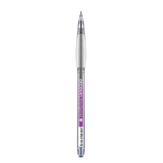 Grey glitter Pen with a label on a white background