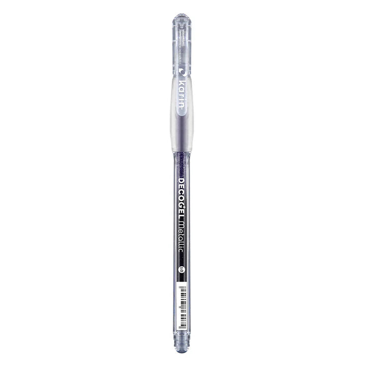 dark violet DecoGel Metallic pen on a white background