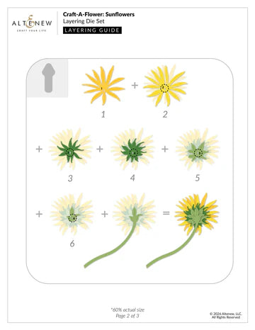 Layering guide for Craft-A-Flower Sunflowers die set by Altenew